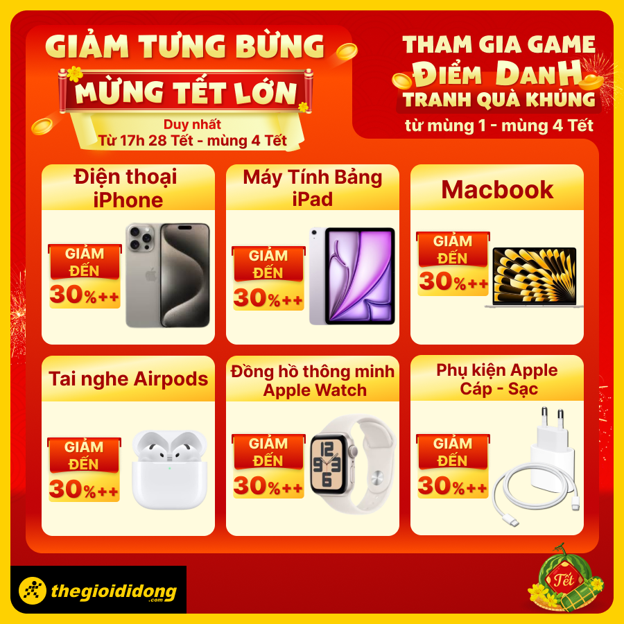 Giảm tưng bừng - Mừng lễ lớn: Smartphone giảm đến 30%, laptop giảm sốc đến 33%, tai nghe chỉ từ 75K và nhiều hơn nữa