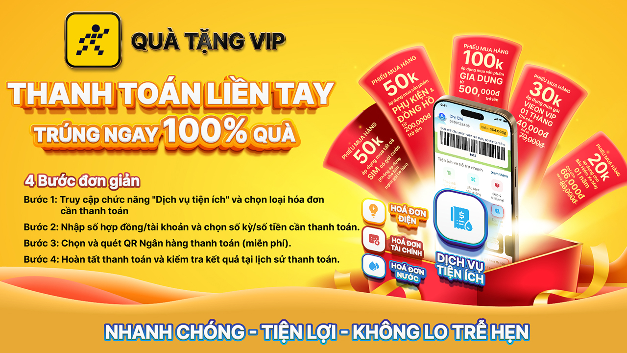 Mua hàng tại TGDĐ: 100% trúng quà khi thanh toán qua app Quà tặng VIP