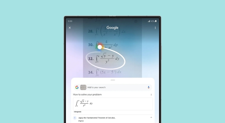 Tính năng Homework AI hoạt động tương tự như Circle to Search, cho phép người dùng nhập phương trình hoặc bài toán cần giải quyết