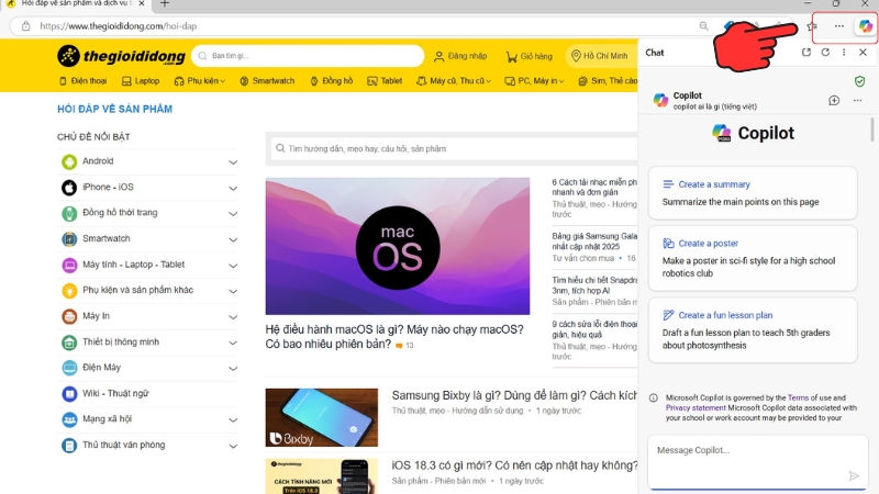 Cách truy cập Copilot AI trên trình duyệt web