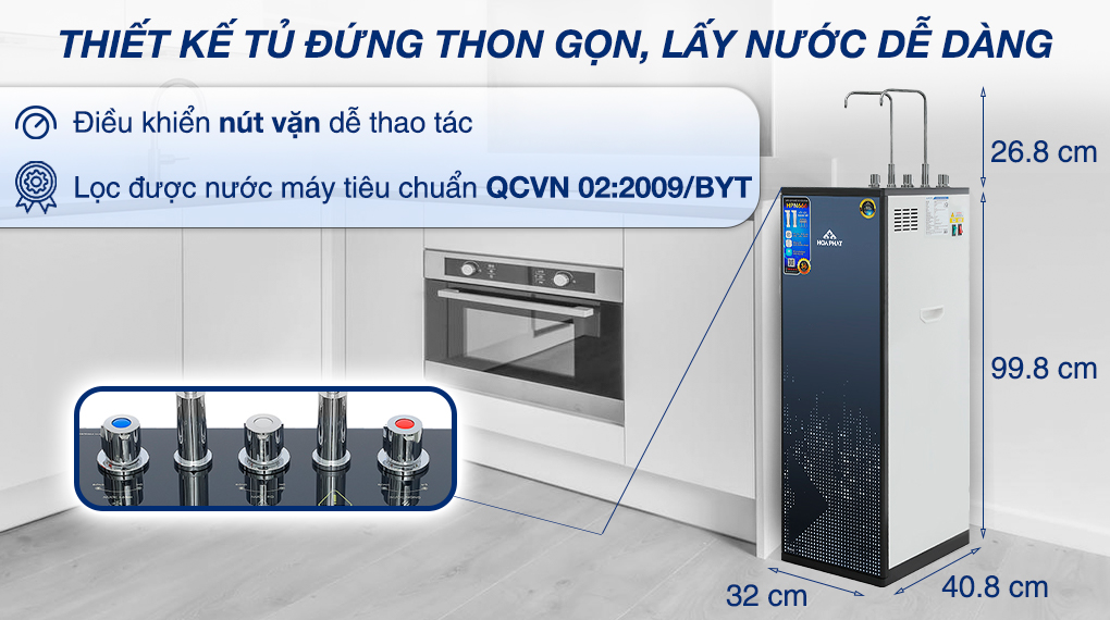 Máy lọc nước RO nóng nguội lạnh Hòa Phát HPN666 11 lõi