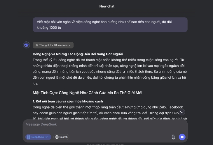 Nhận kết quả từ DeepSeek và tiếp tục cuộc trò chuyện