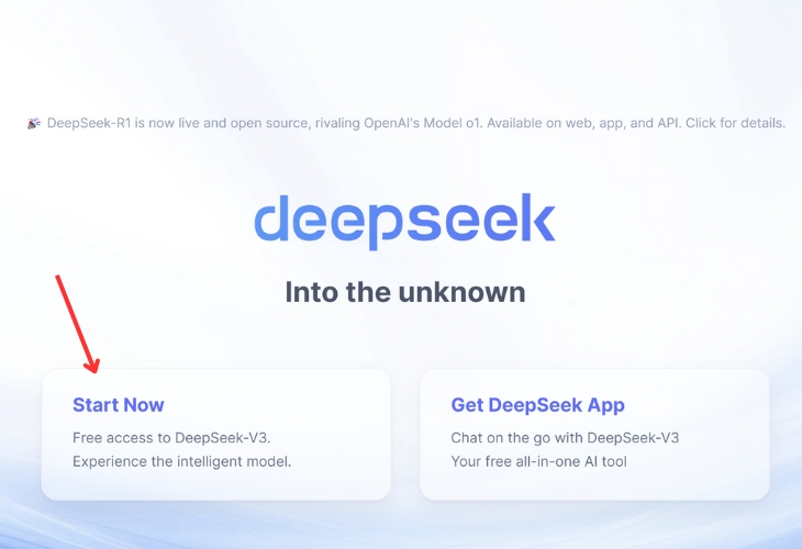 Giao diện trang chủ DeepSeek AI