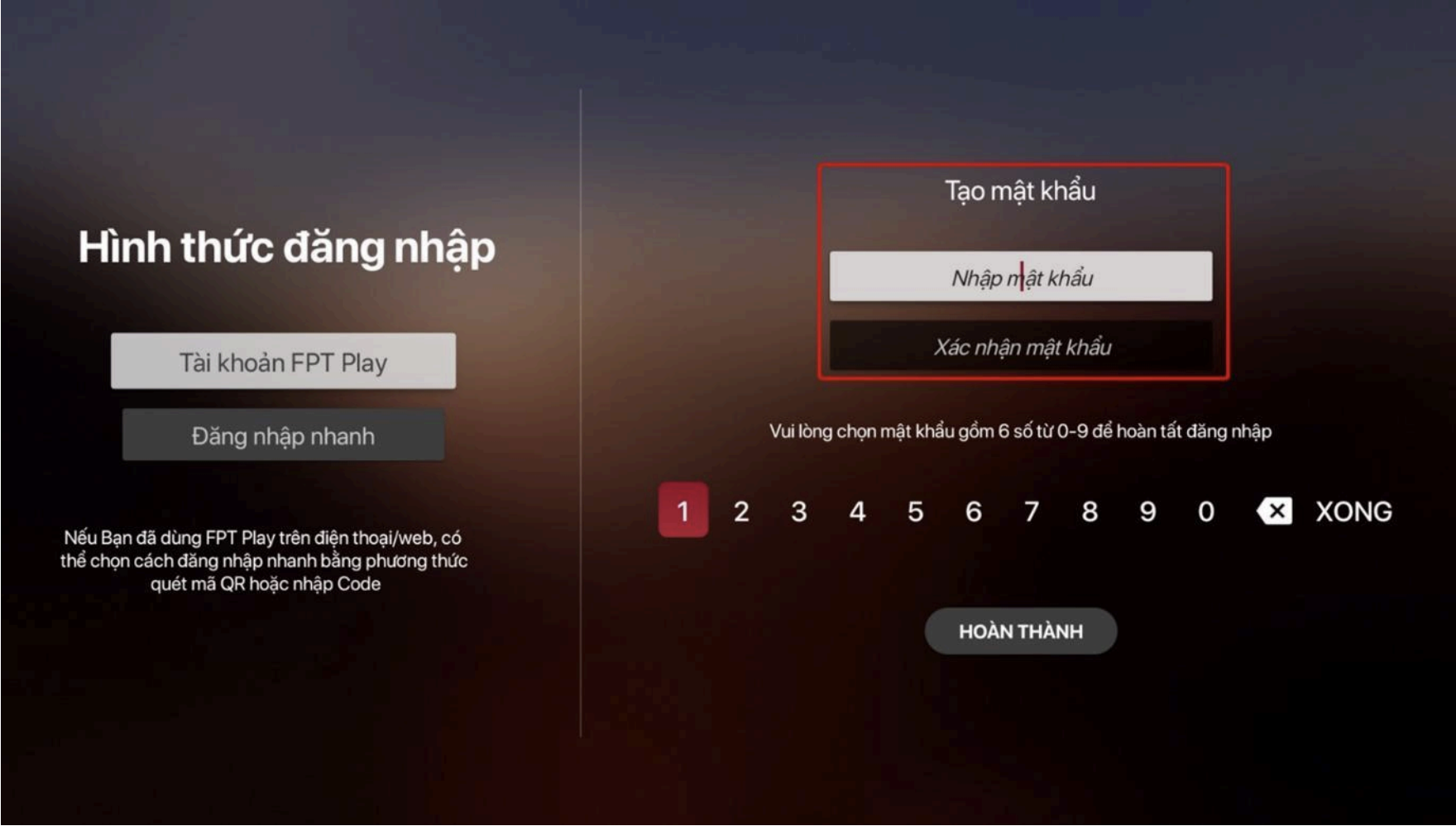 Người dùng nhập mật khẩu để đăng nhập Người dùng nhập mật khẩu để đăng nhập