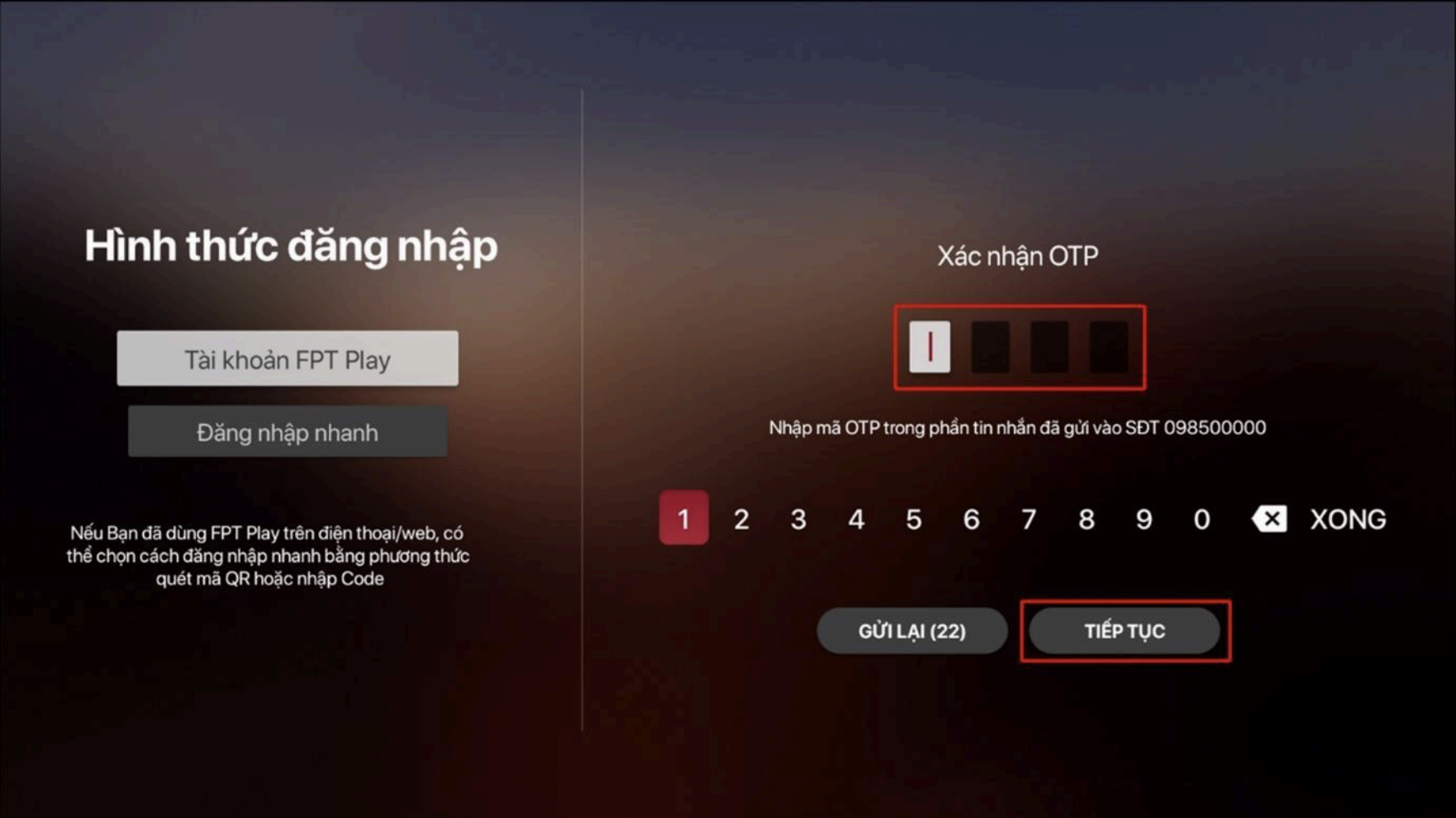 Nhập mã OTP Nhập mã OTP