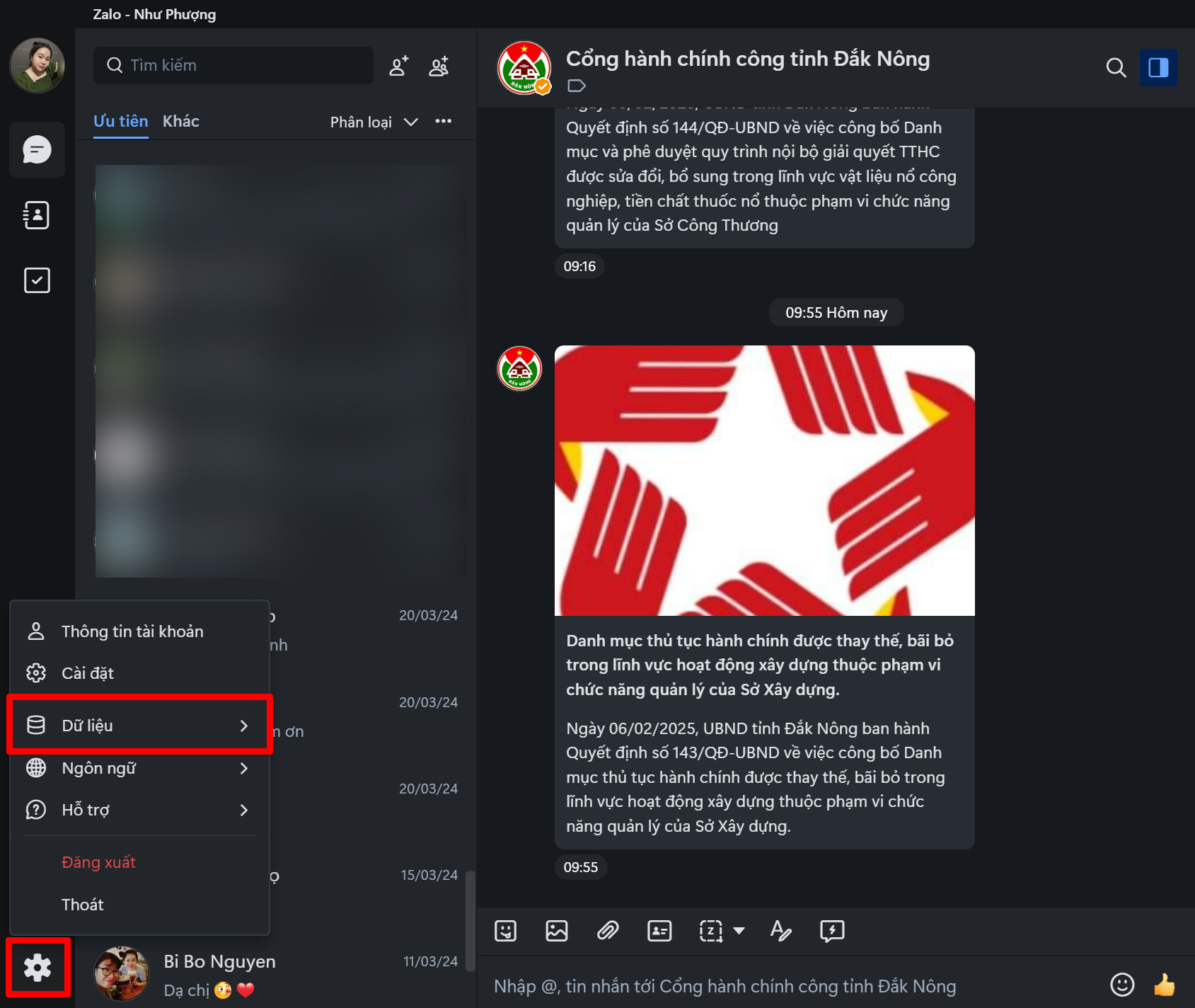 Cách dọn dẹp bộ nhớ Zalo trên máy tính