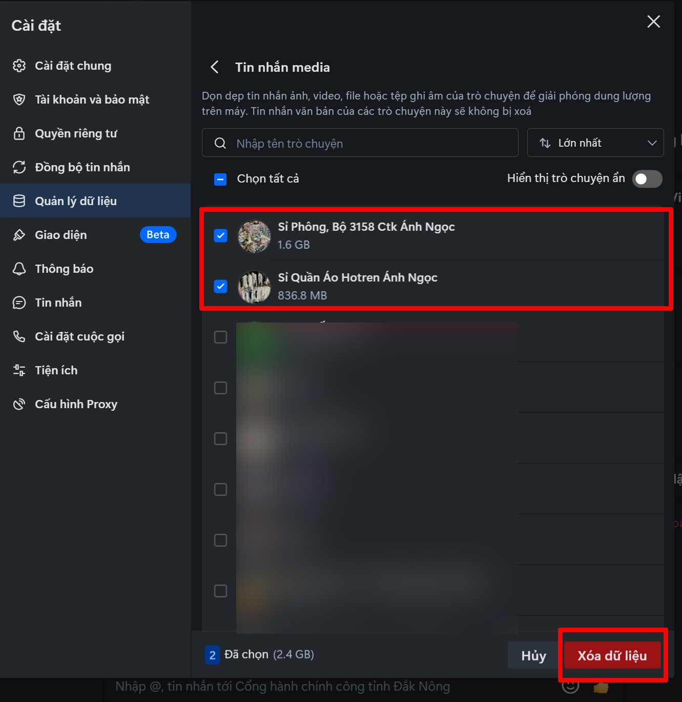 Cách dọn dẹp bộ nhớ Zalo trên máy tính