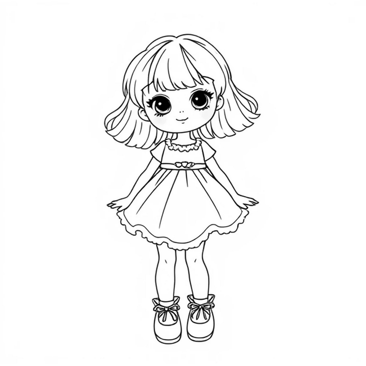 Tranh tô màu búp bê dễ thương số 1