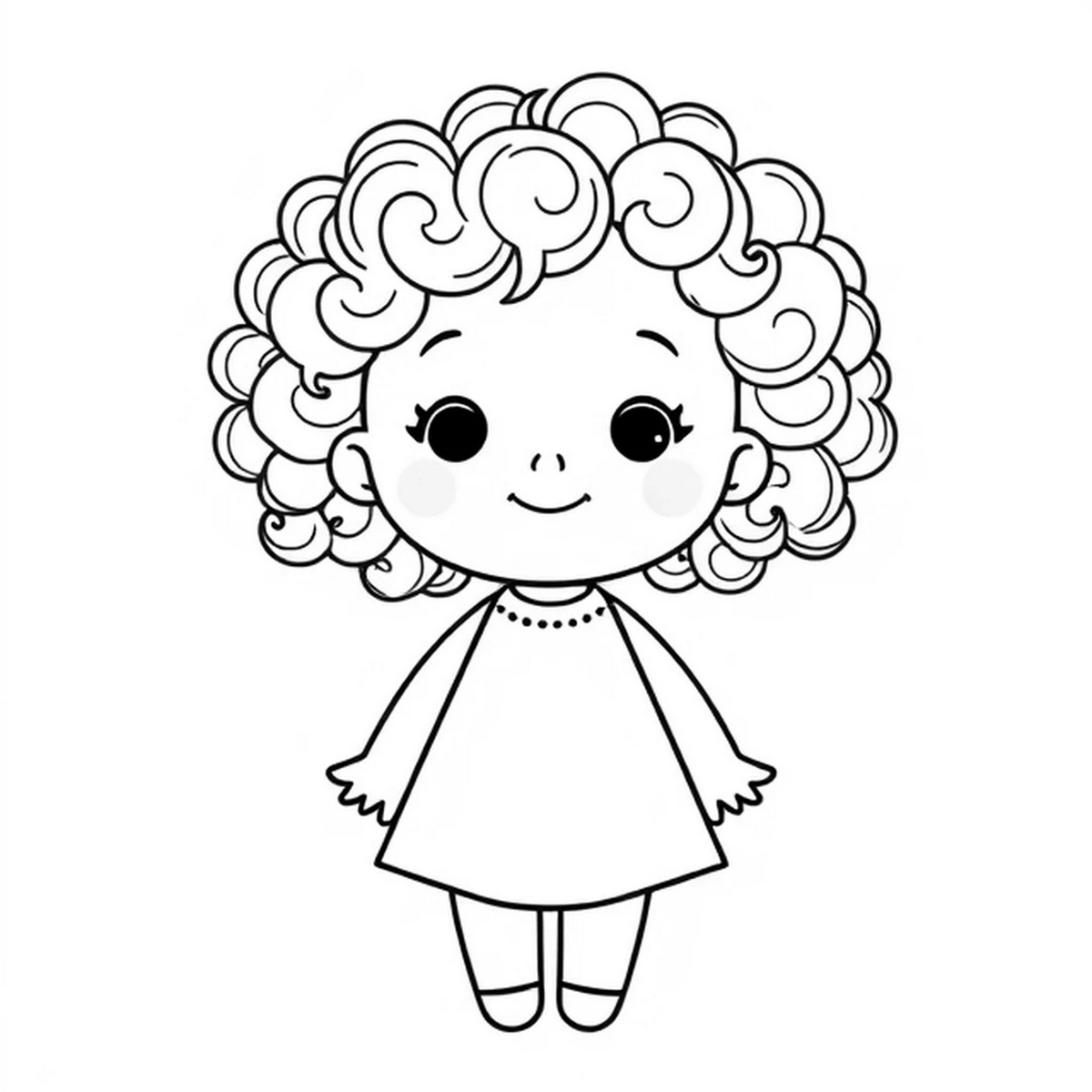 Tranh tô màu búp bê dễ thương số 2