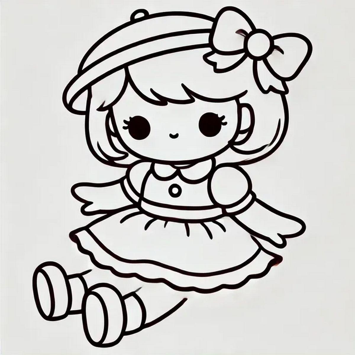 Tranh tô màu búp bê dễ thương số 3