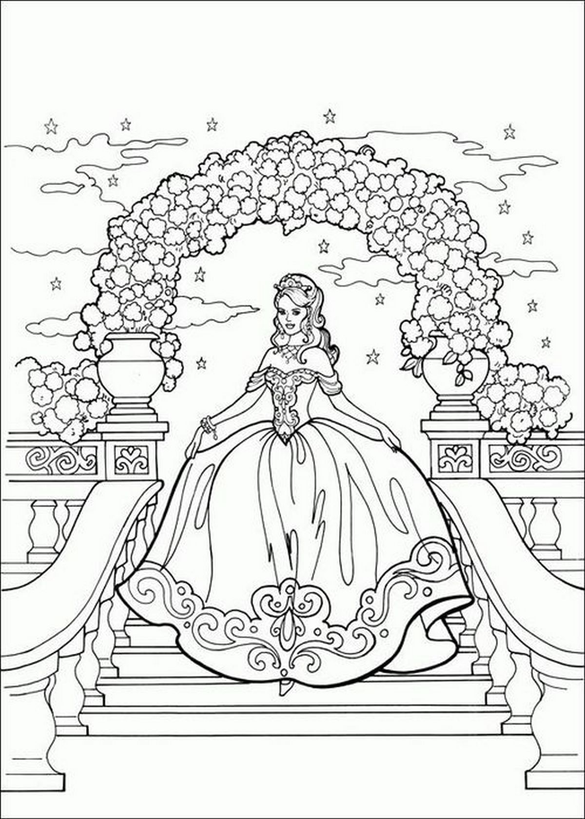 Tranh tô màu búp bê dễ thương số 64