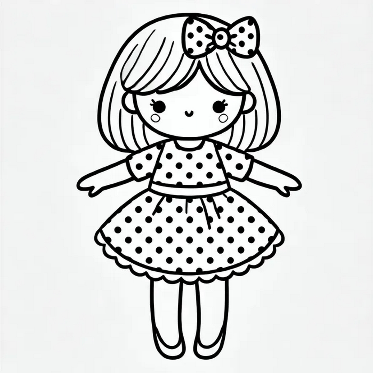 Tranh tô màu búp bê dễ thương số 6