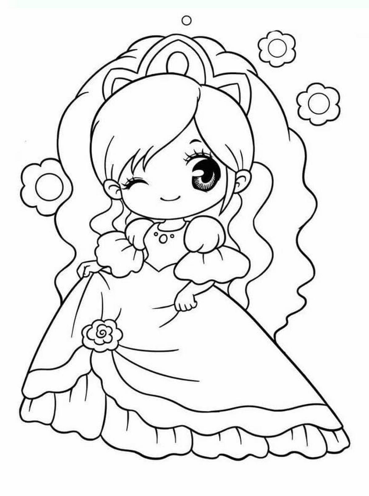 Tranh tô màu búp bê dễ thương số 8