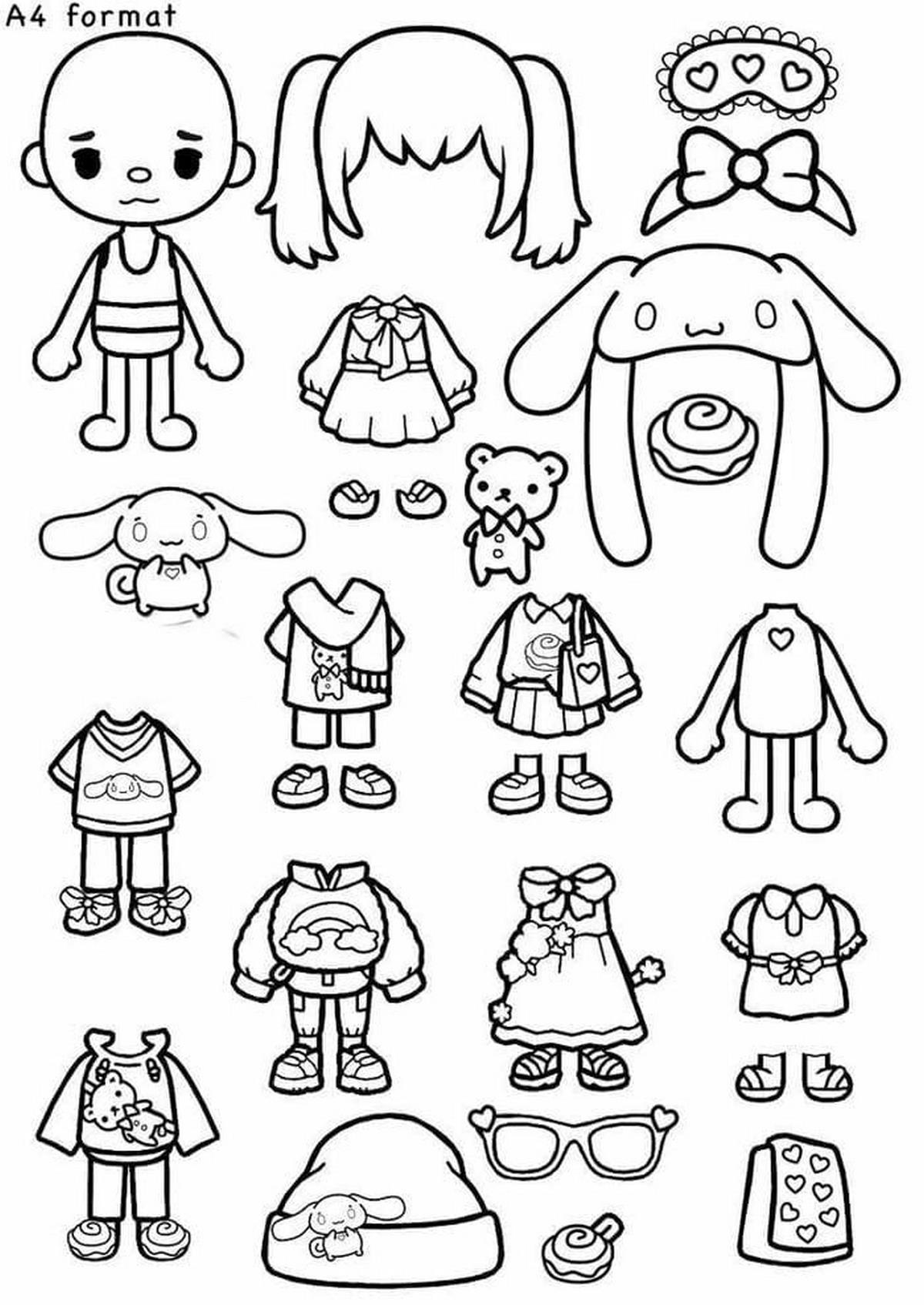 Tranh tô màu búp bê dễ thương số 10