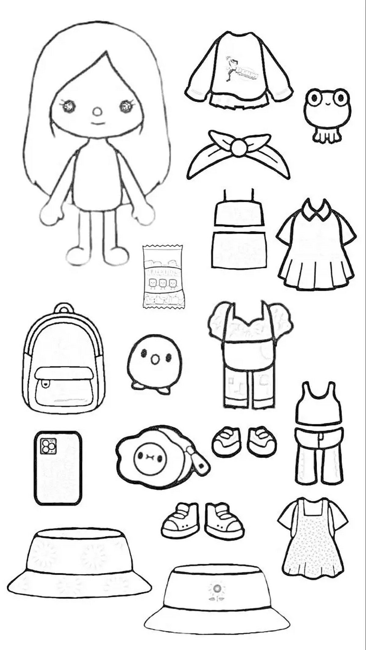 Tranh tô màu búp bê dễ thương số 16