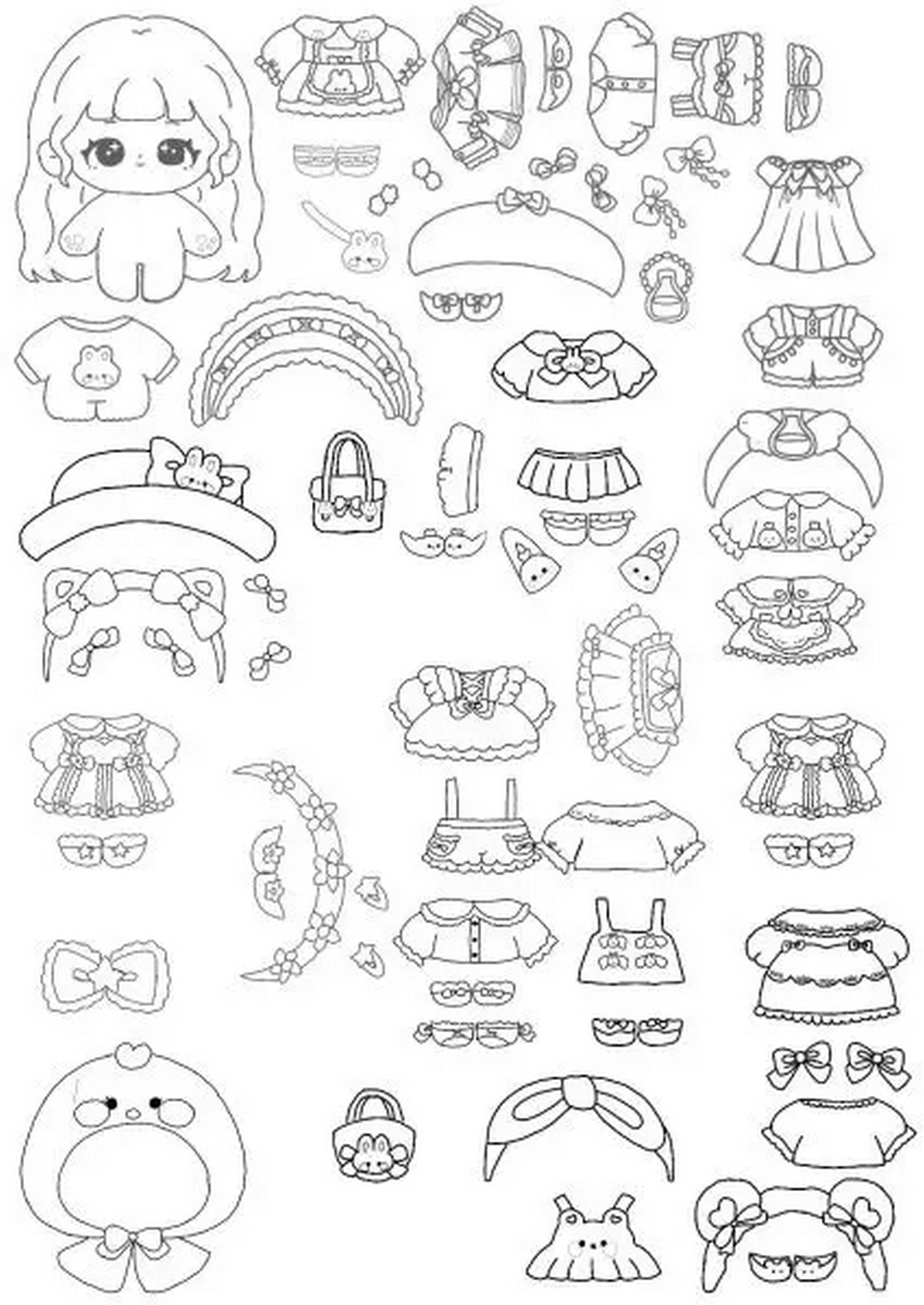 Tranh tô màu búp bê dễ thương số 51