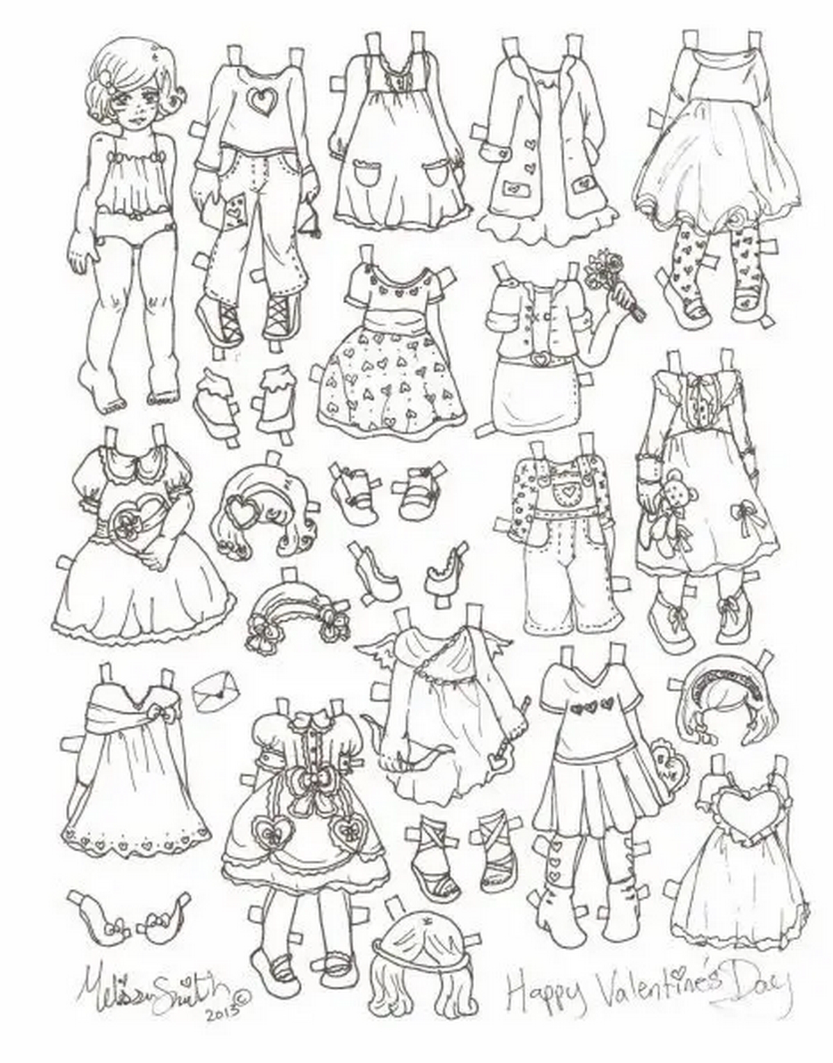 Tranh tô màu búp bê dễ thương số 50