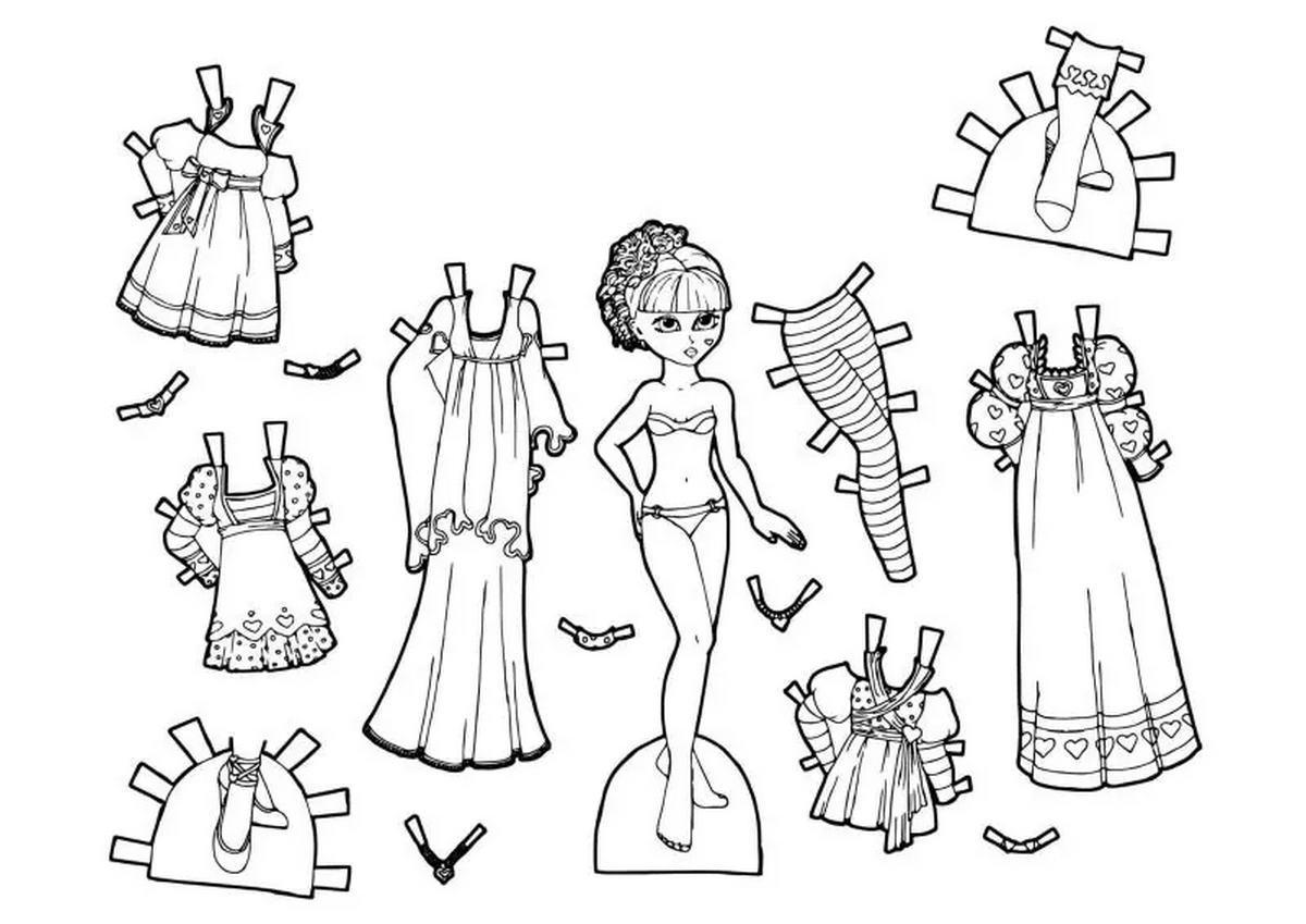 Tranh tô màu búp bê dễ thương số 45