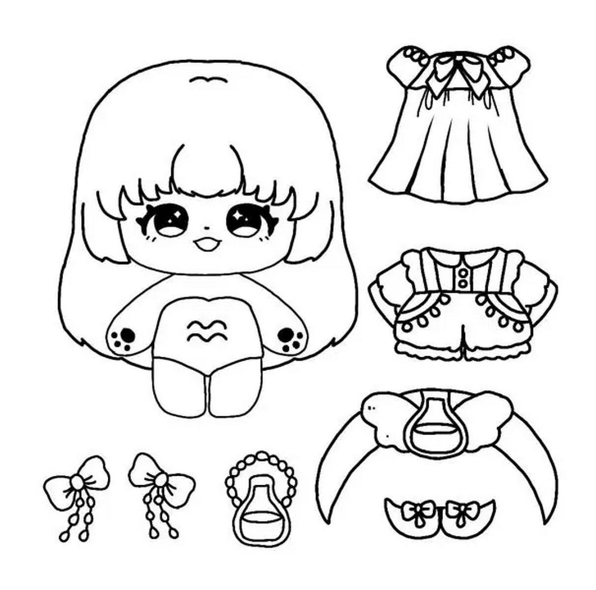 Tranh tô màu búp bê dễ thương số 39