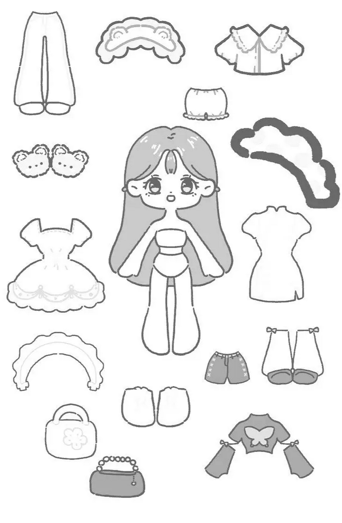 Tranh tô màu búp bê dễ thương số 38