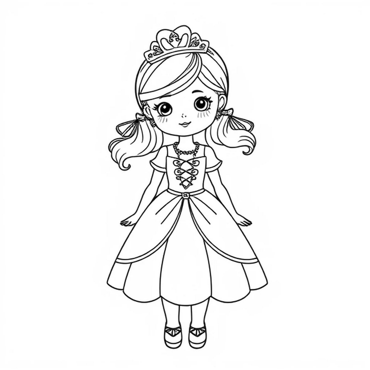 Tranh tô màu búp bê dễ thương số 19