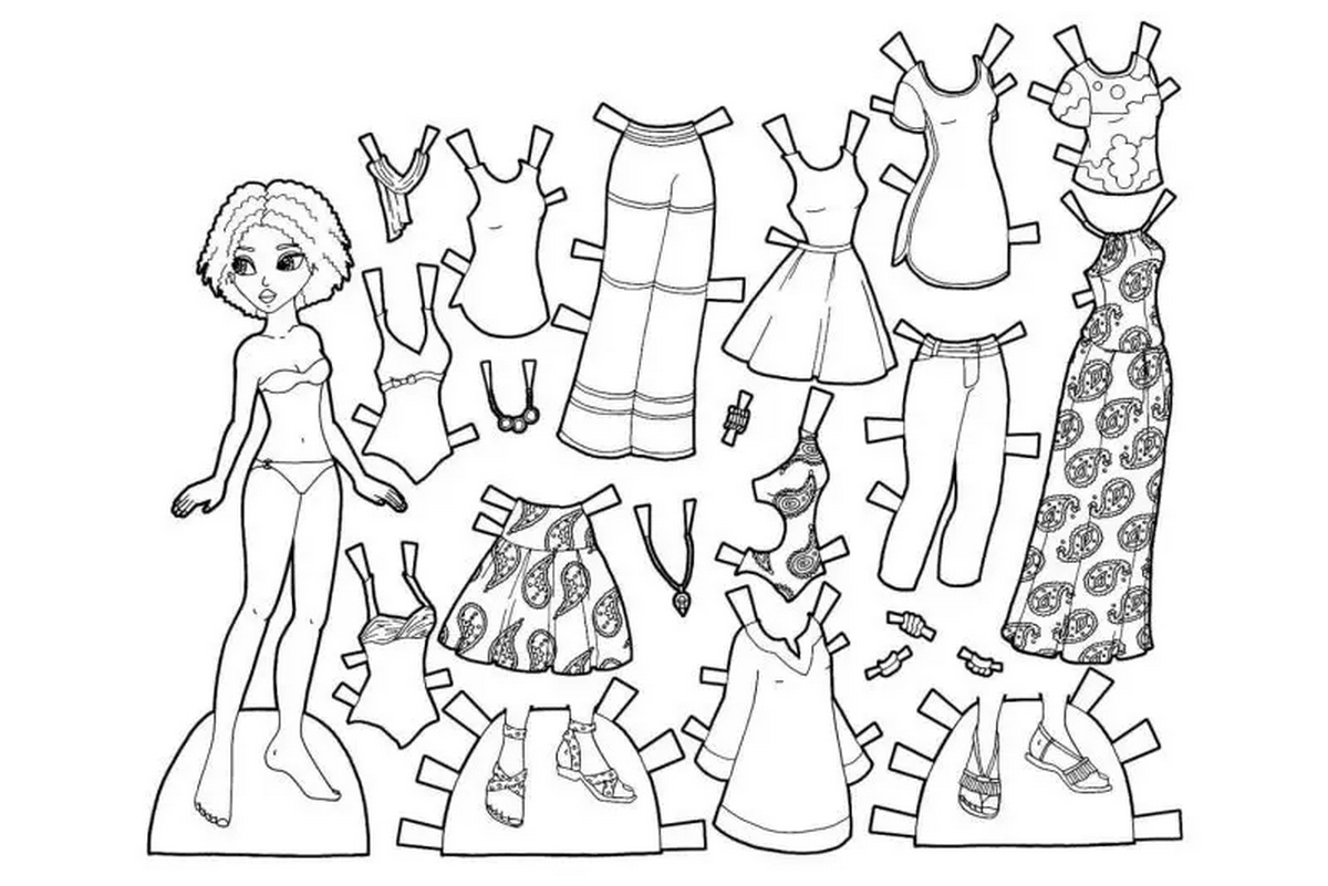 Tranh tô màu búp bê dễ thương số 32