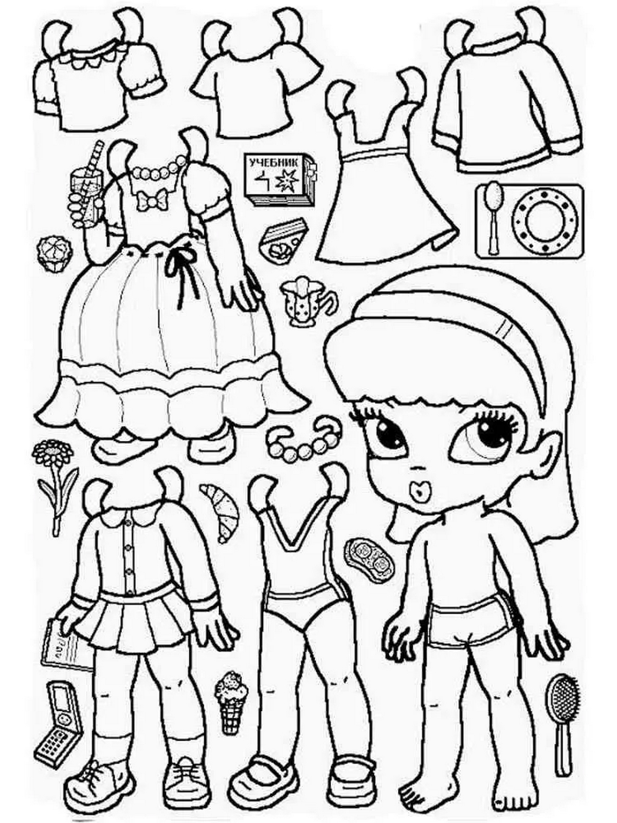 Tranh tô màu búp bê dễ thương số 28