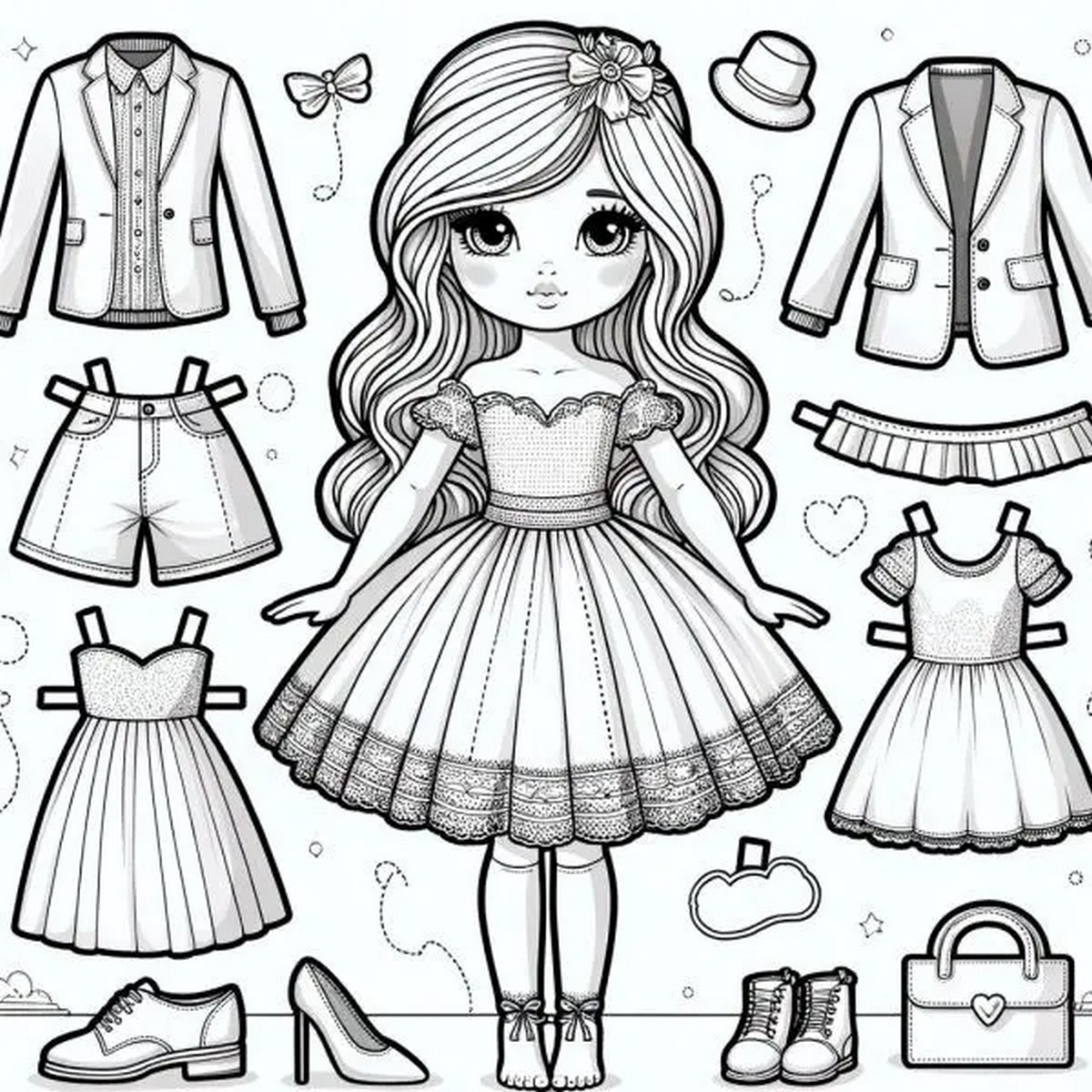 Tranh tô màu búp bê dễ thương số 26