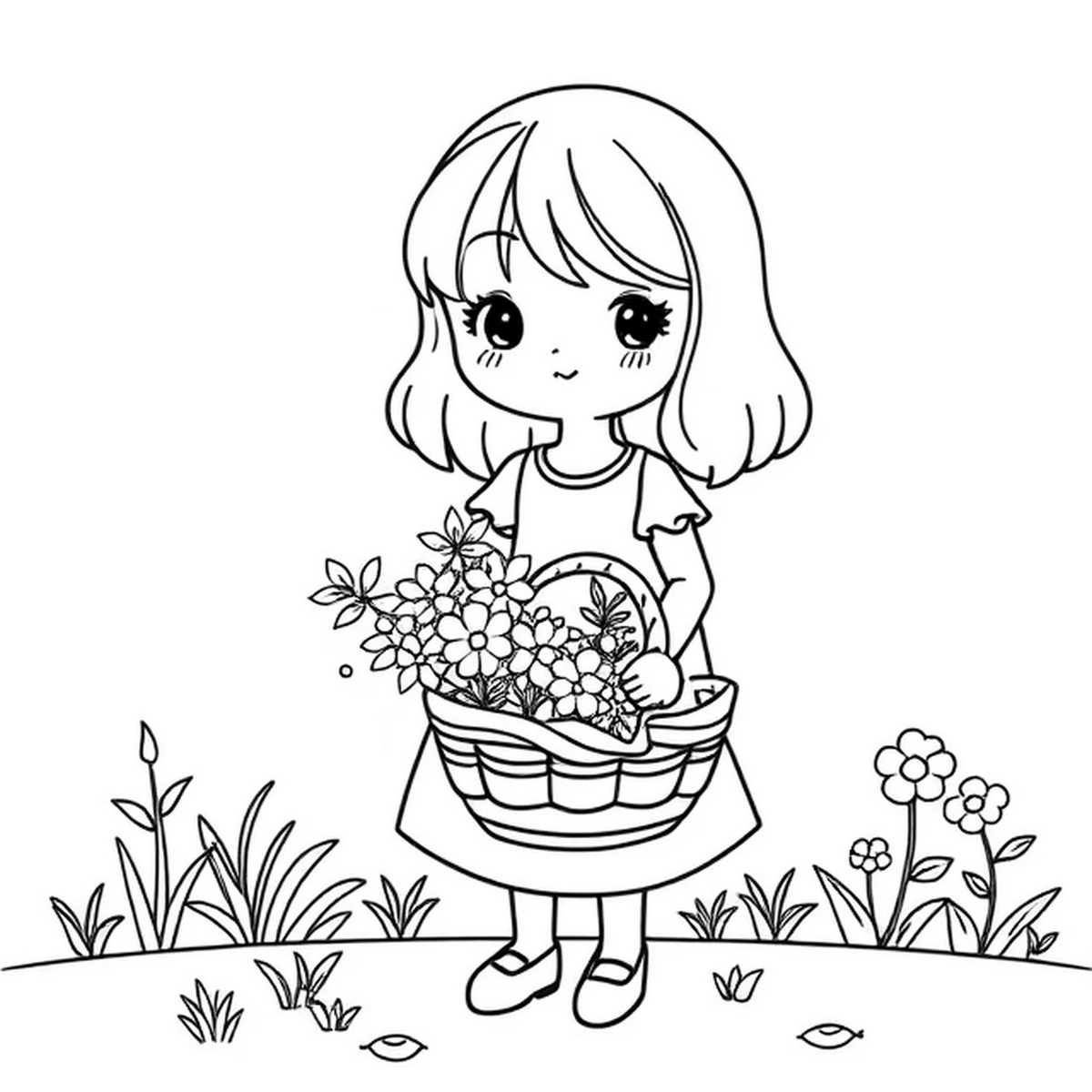 Tranh tô màu búp bê dễ thương số 20