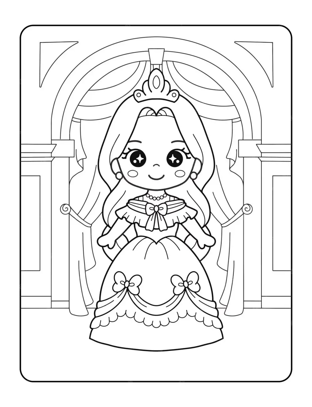 Tranh tô màu búp bê dễ thương số 24