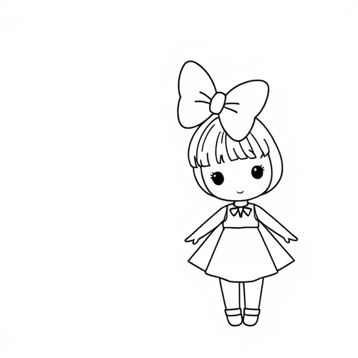 Tranh tô màu búp bê dễ thương số 21