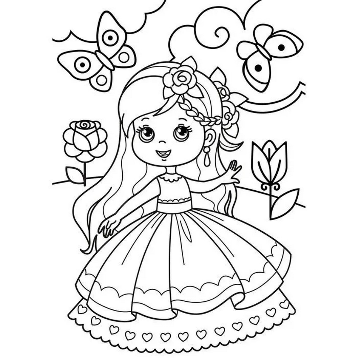 Tranh tô màu búp bê dễ thương số 75