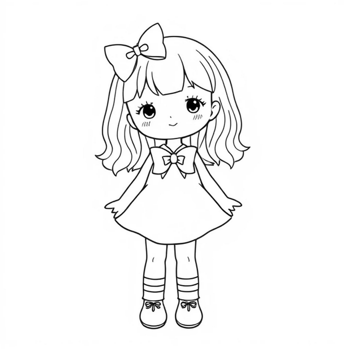 Tranh tô màu búp bê dễ thương số 22