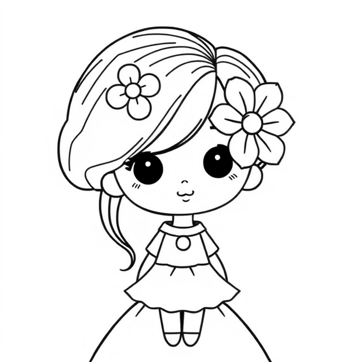 Tranh tô màu búp bê dễ thương số 23