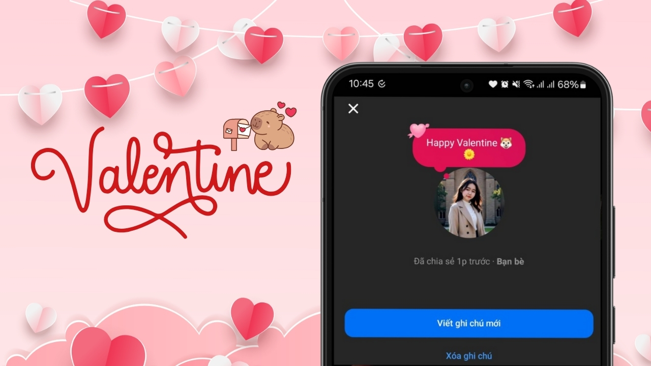 Cách đăng ghi chú Valentine trên Messenger