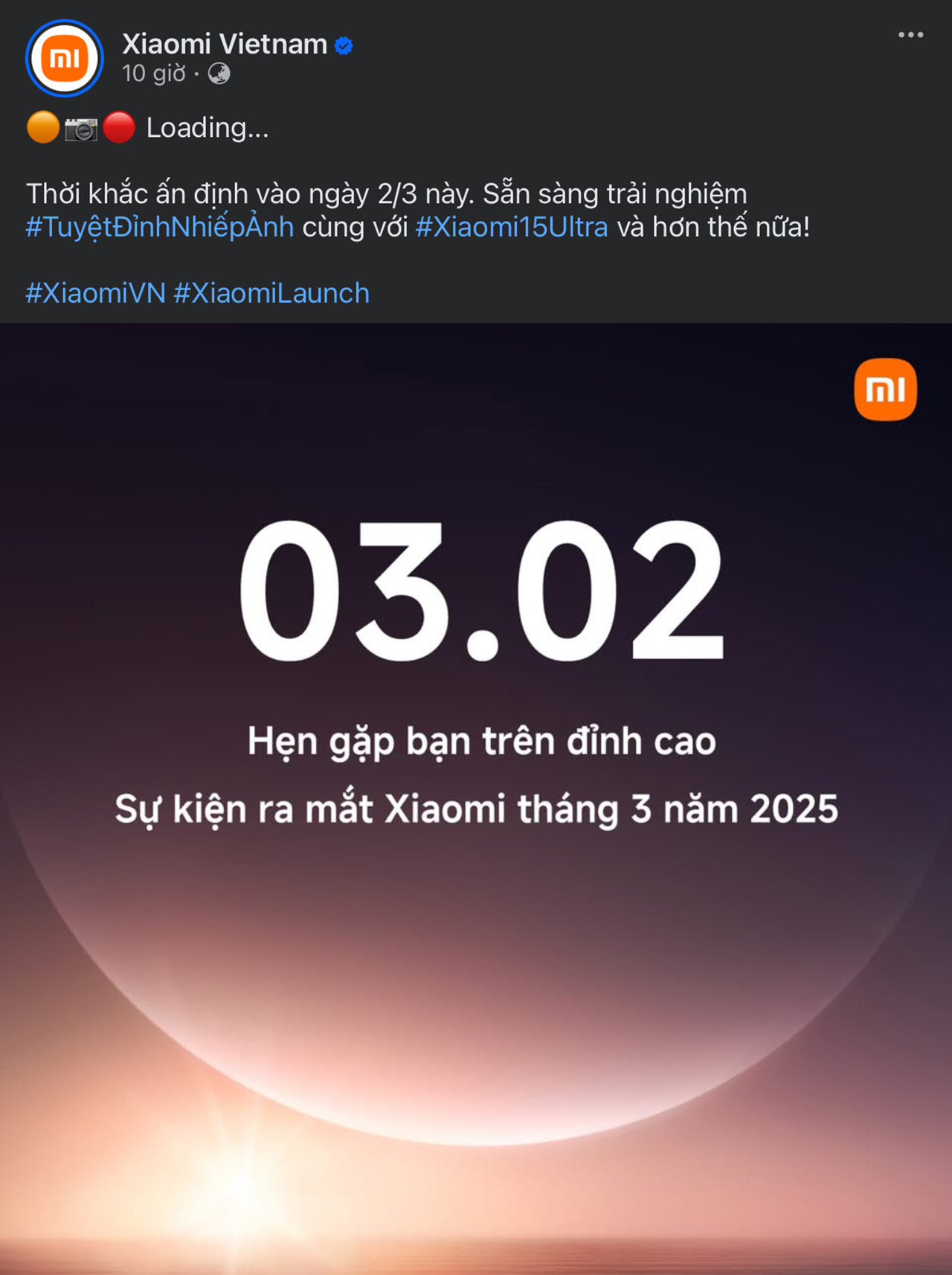 Thông tin xác nhận được Xiaomi Việt Nam đăng tải trên fanpage.