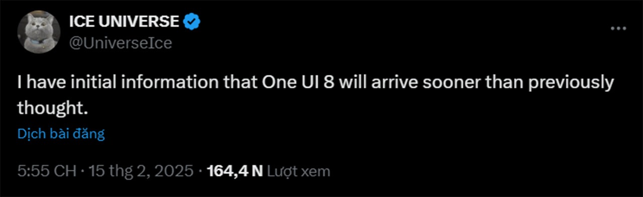 Leaker Ice Universe cho rằng Samsung đang đẩy nhanh tiến độ phát hành One UI 8.0. 