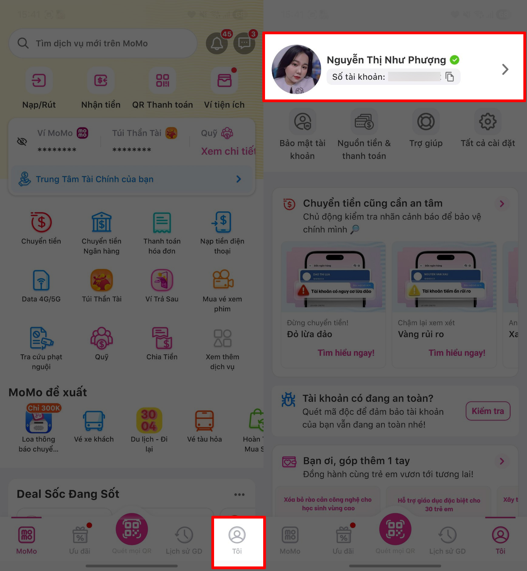 Cách không cho người khác xem bạn bè trên MoMo