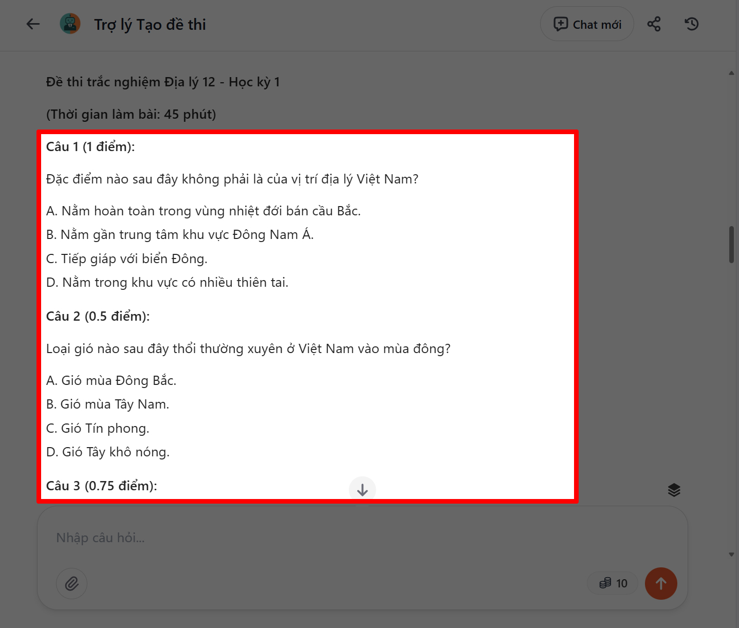 Cách tạo đề thi bằng AI