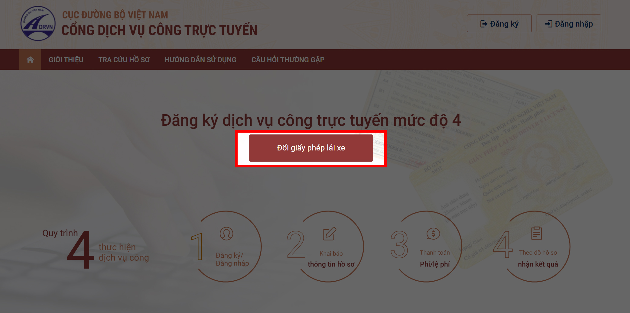 Cách đăng ký đổi giấy phép lái xe online