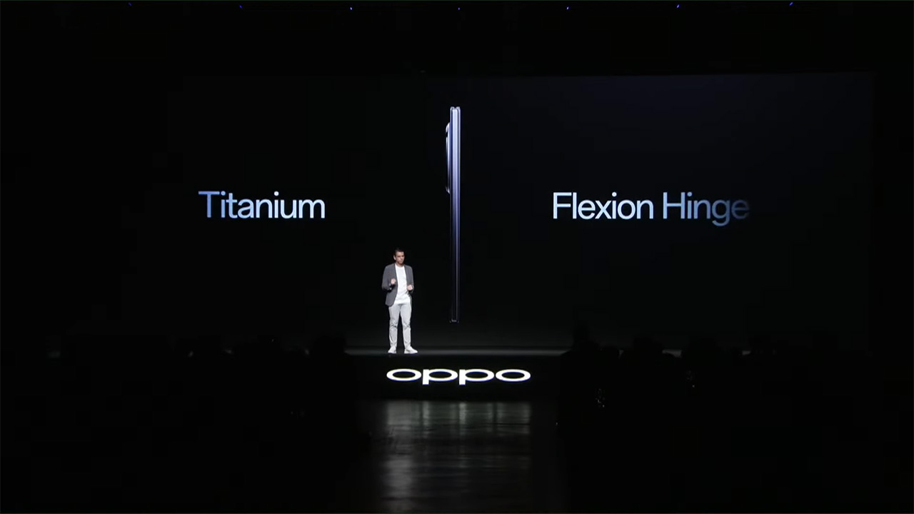 Bản lề của OPPO Find N5 được gia công bằng chất liệu hợp kim Titan Grade 5. 