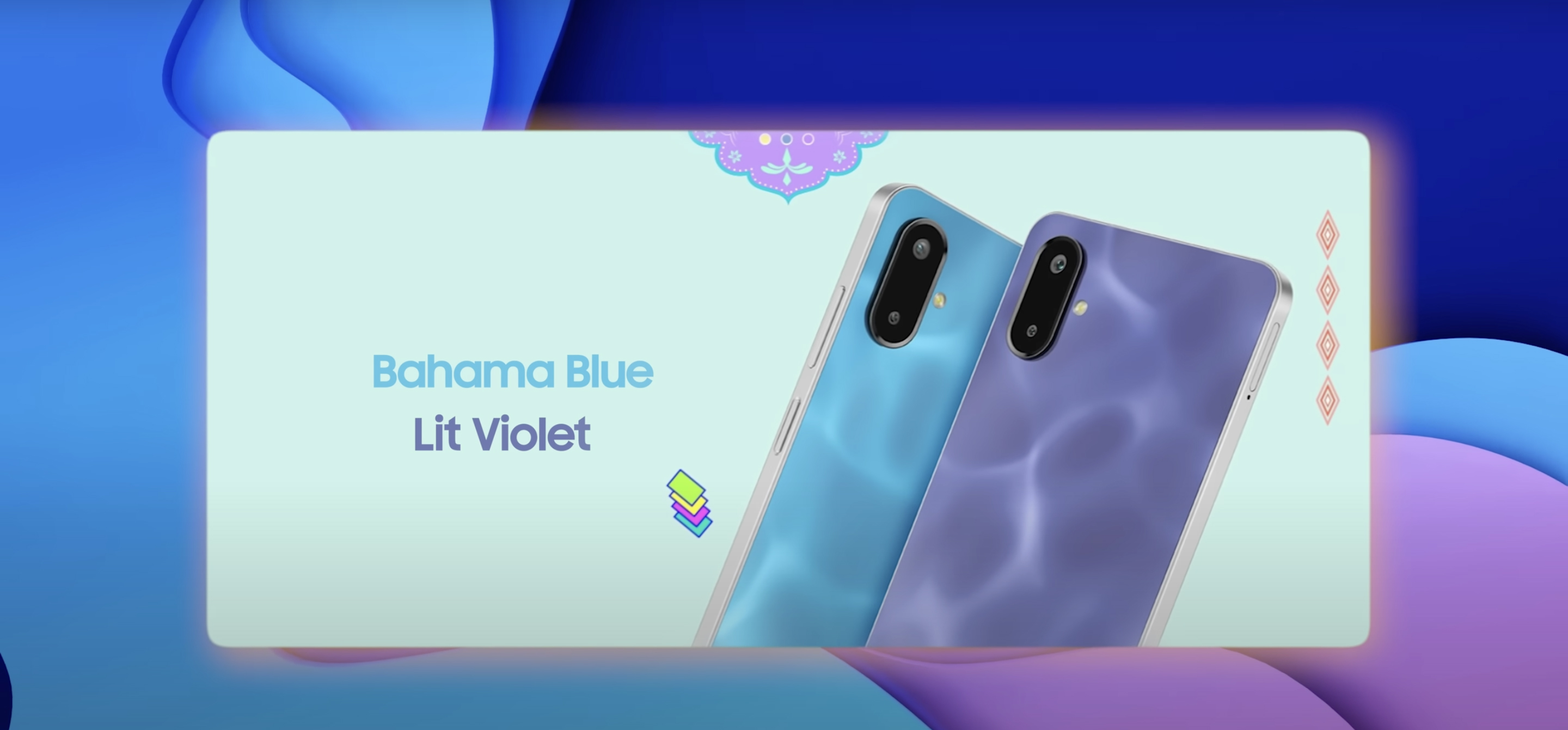 Galaxy F06 5G sở hữu hai bản màu là Xanh và Tím đẹp mắt với những đường vân lượn sóng. Nguồn: Trakin Tech. Galaxy F06 5G sở hữu hai bản màu là Xanh và Tím đẹp mắt với những đường vân lượn sóng. Nguồn: Trakin Tech.