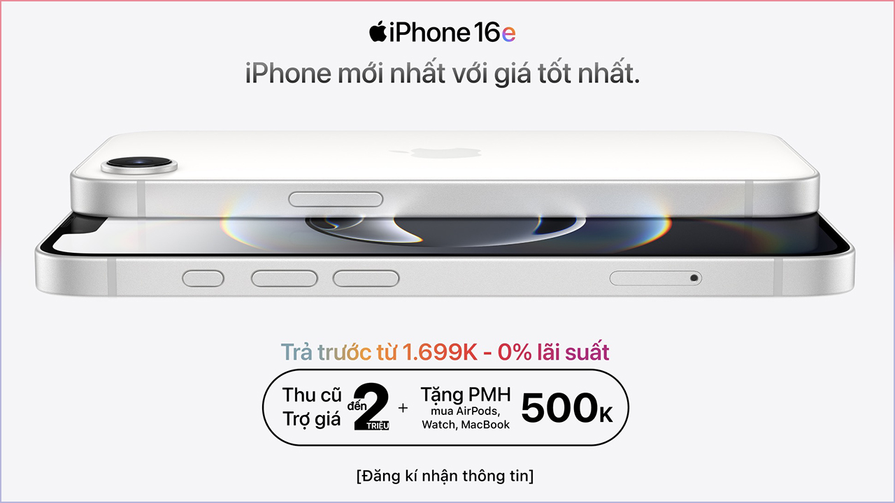 Nhanh tay đăng ký nhận thông tin về hàng iPhone 16e để sở hữu sản phẩm sớm nhất bạn nhé!