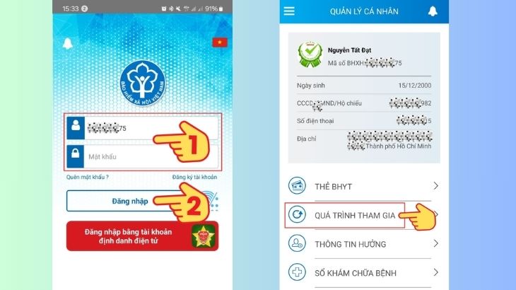 Tra cứu quá trình tham gia BHYT & BHXH