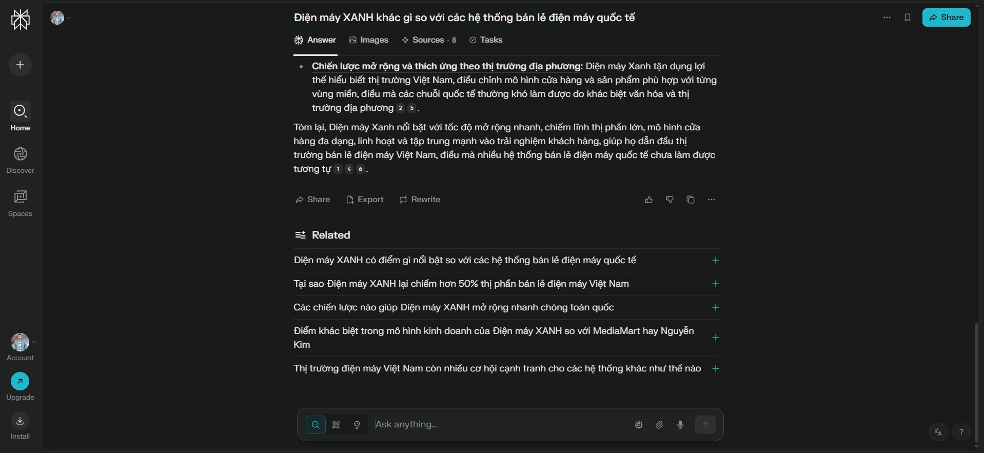 Perplexity AI: tìm realtime, trích nguồn rõ, giao diện thân thiện, đa ngôn ngữ, bảo mật cao