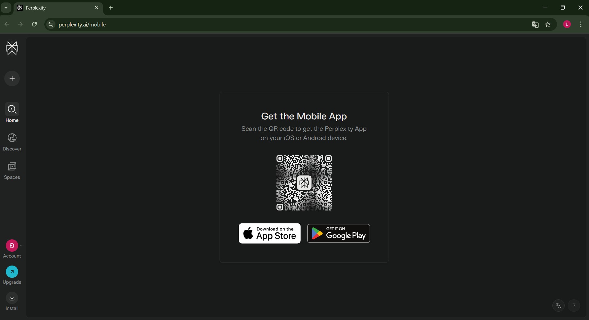 Tải app cho iOS/Android hoặc cài bản Mac/Windows tại perplexity.ai/platforms