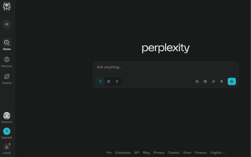 Giao diện trực quan của Perplexity AI, tập trung vào việc trả lời câu hỏi