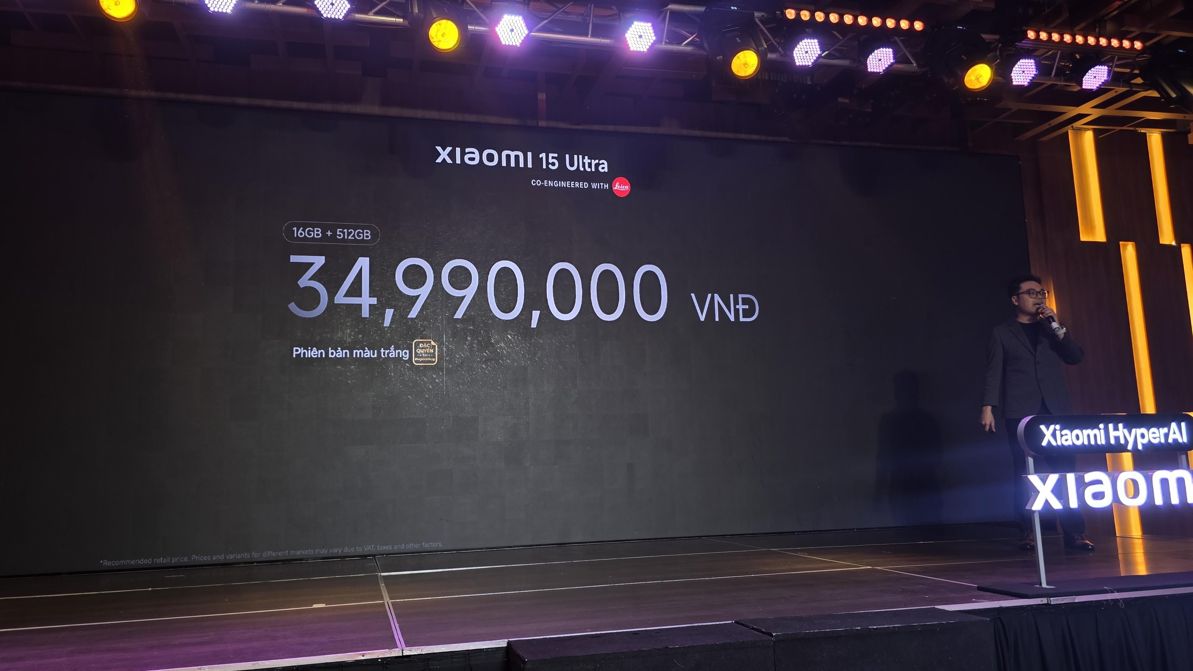 Giá bán chính thức của Xiaomi 15 Ultra tại Việt Nam. 