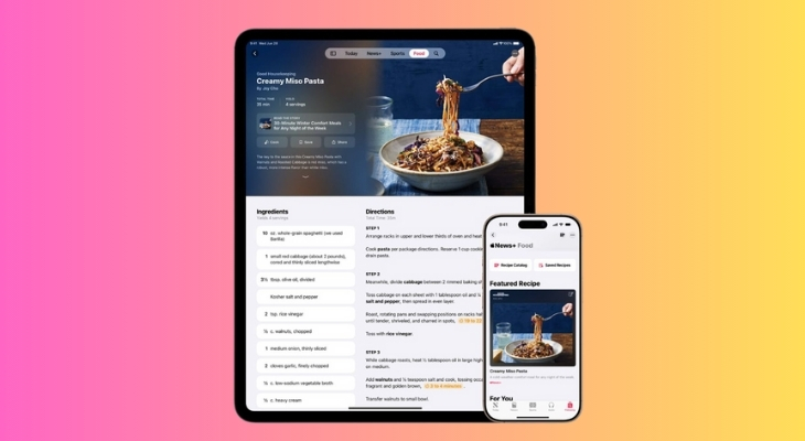 Apple News+ Food cung cấp kho tàng hàng chục nghìn công thức nấu ăn, bài viết về nhà hàng, mẹo ăn uống lành mạnh