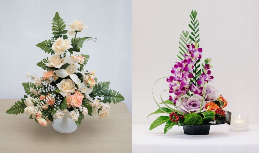 Mẫu cắm hoa đẹp theo hình tam giác 2